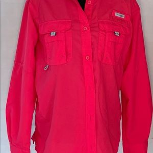 Colombia PFG Woman’s Long Sleeve Pink Shirt medium
